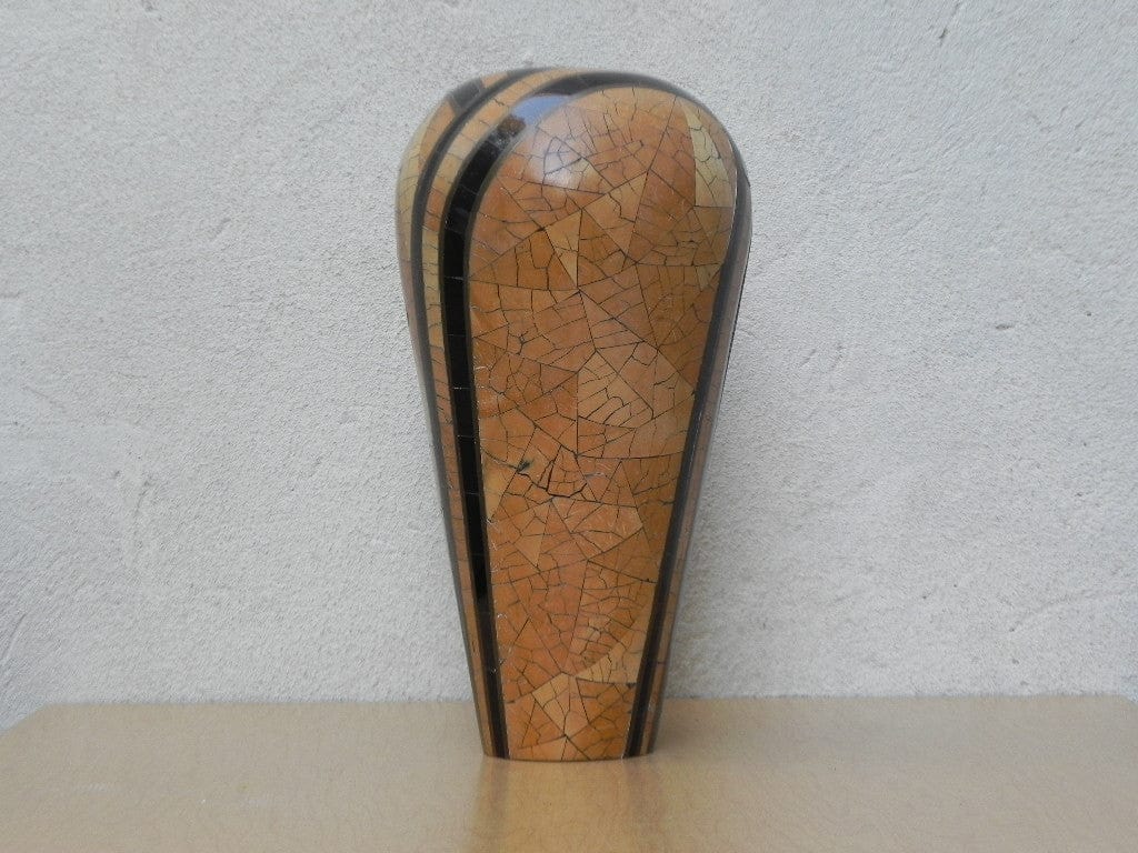 I Like Mike's Mid Century Modern Large Deco Crackle Wood Vase by Dara Interanational