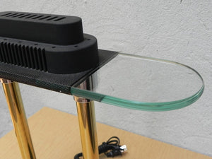 I Like Mike's Mid Century Modern lighting Brass Glass Classic 1980s Halogen Table Lamp in style of Kovacs