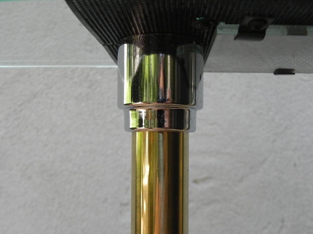 I Like Mike's Mid Century Modern lighting Brass Glass Classic 1980s Halogen Table Lamp in style of Kovacs