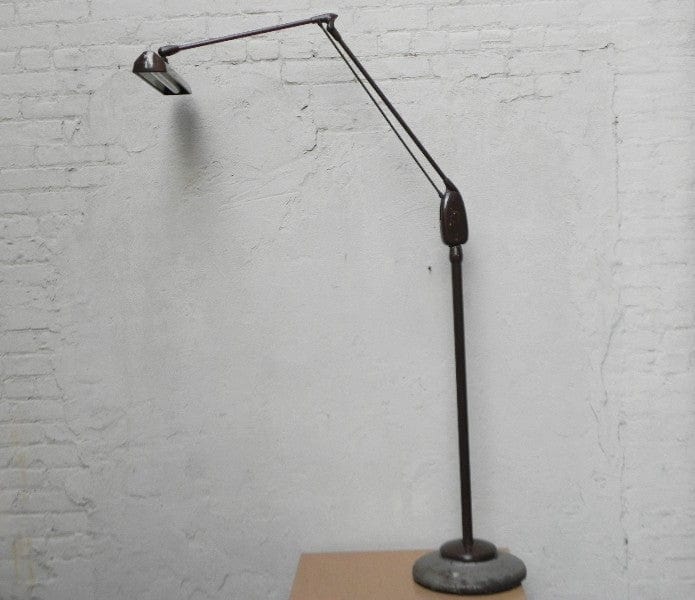 I Like Mike's Mid Century Modern lighting Brown Dazor Floating Fixture Single Bulb Fluorescent Floor Lamp Model #1234-16