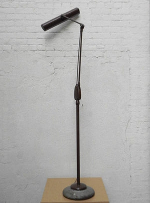 I Like Mike's Mid Century Modern lighting Brown Dazor Floating Fixture Single Bulb Fluorescent Floor Lamp Model #1234-16