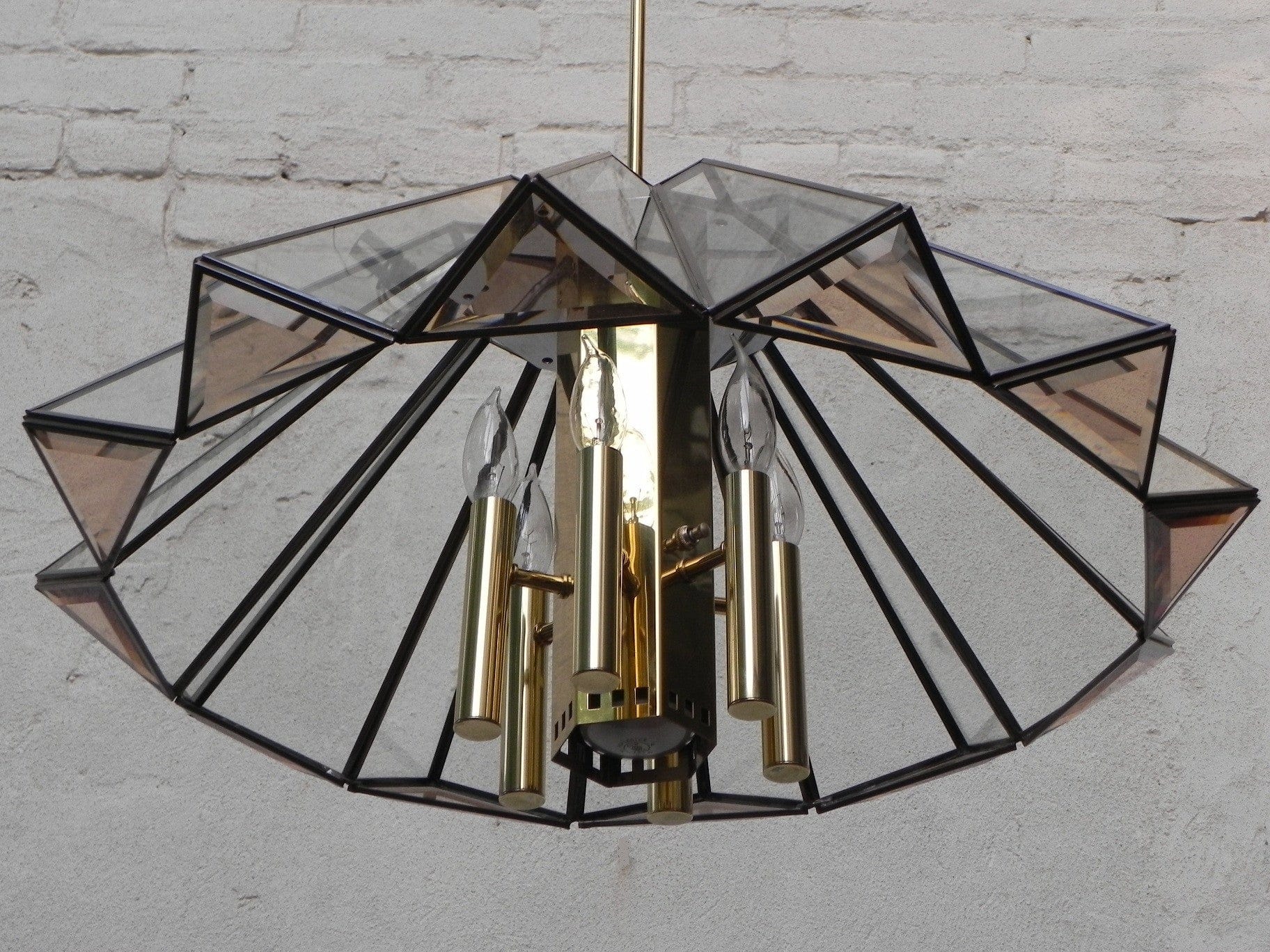 I Like Mike's Mid-Century Modern lighting Frederick Ramond Modern Angled Hanging Chandelier with 7 Bulbs