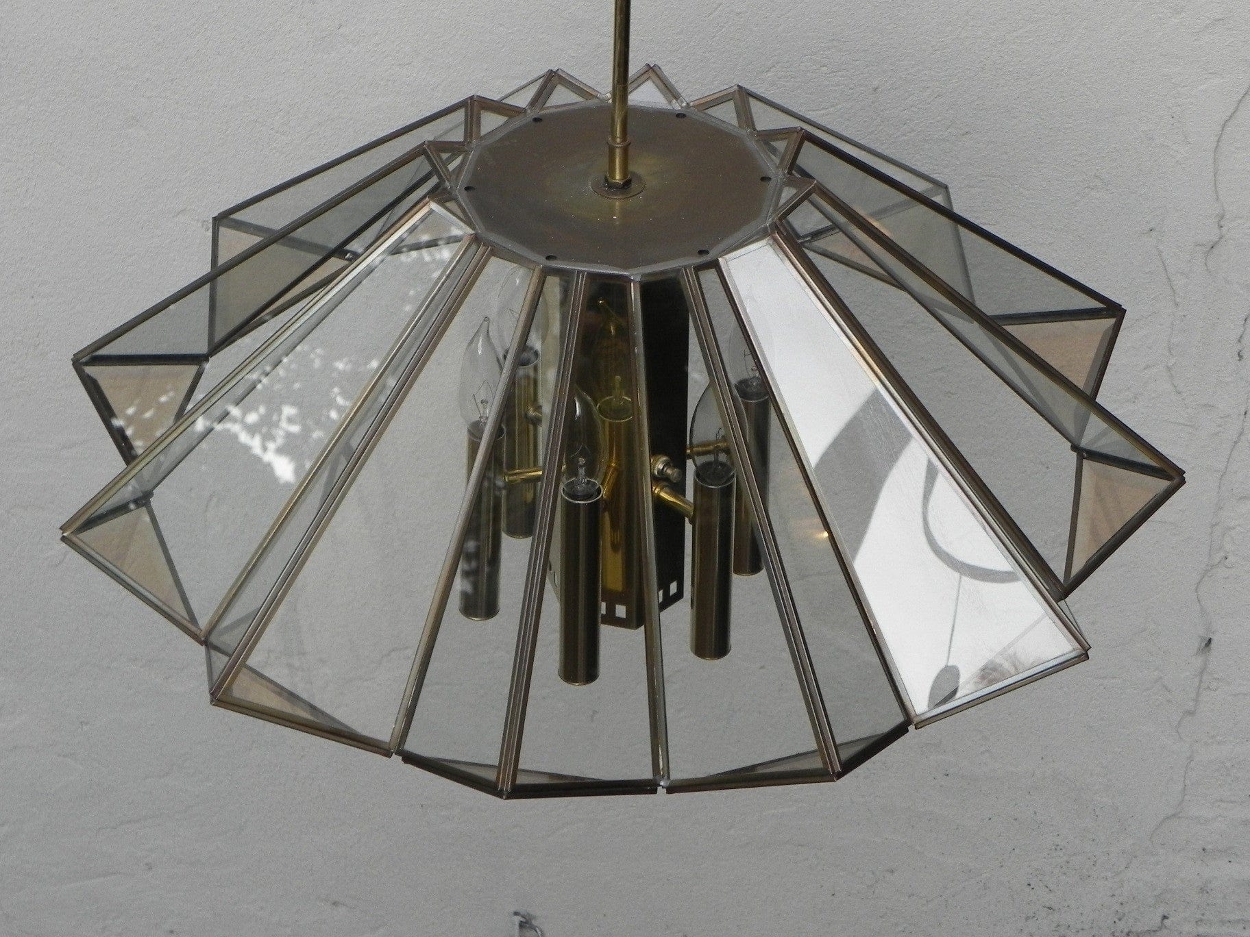I Like Mike's Mid-Century Modern lighting Frederick Ramond Modern Angled Hanging Chandelier with 7 Bulbs