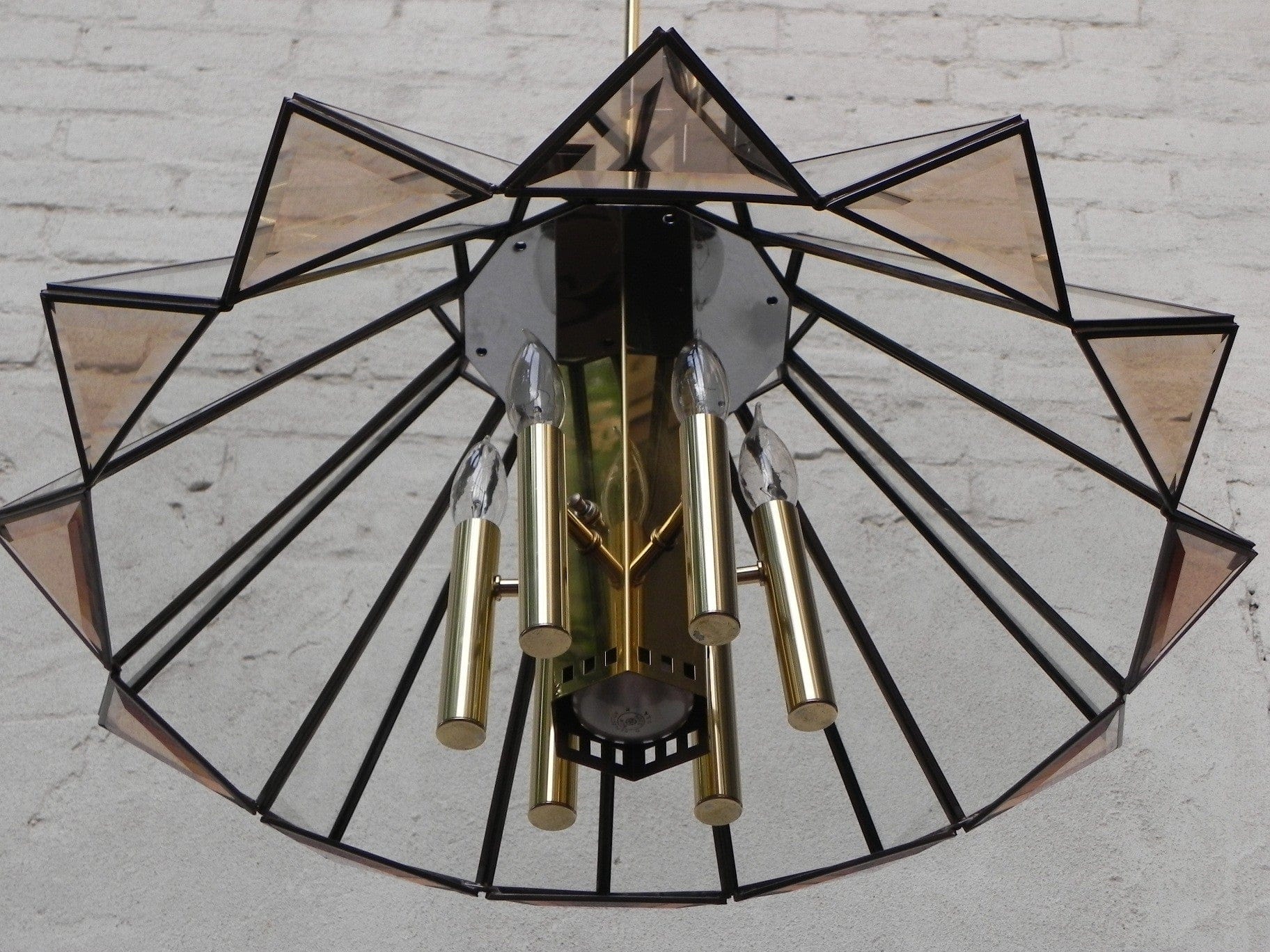 I Like Mike's Mid-Century Modern lighting Frederick Ramond Modern Angled Hanging Chandelier with 7 Bulbs