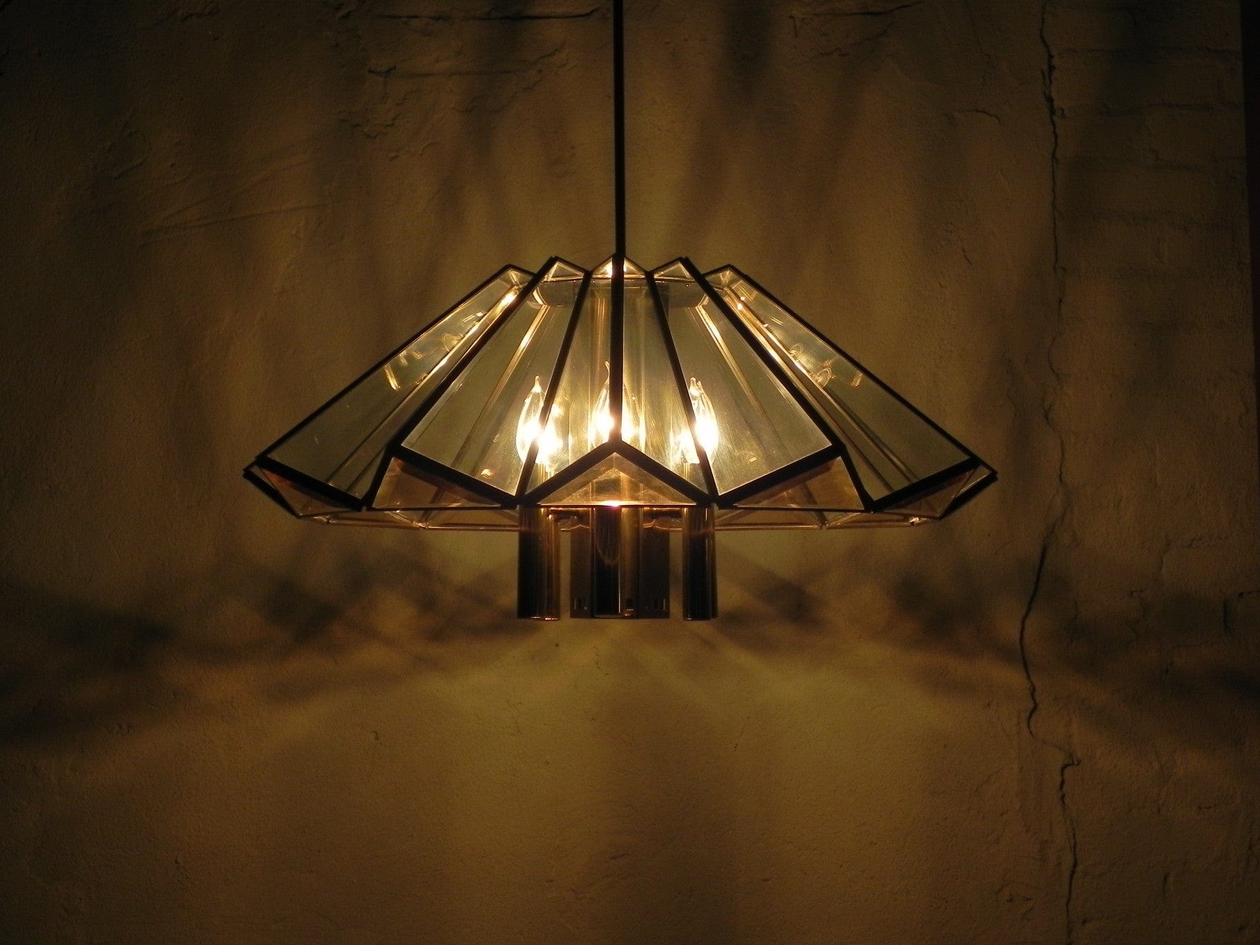 I Like Mike's Mid-Century Modern lighting Frederick Ramond Modern Angled Hanging Chandelier with 7 Bulbs