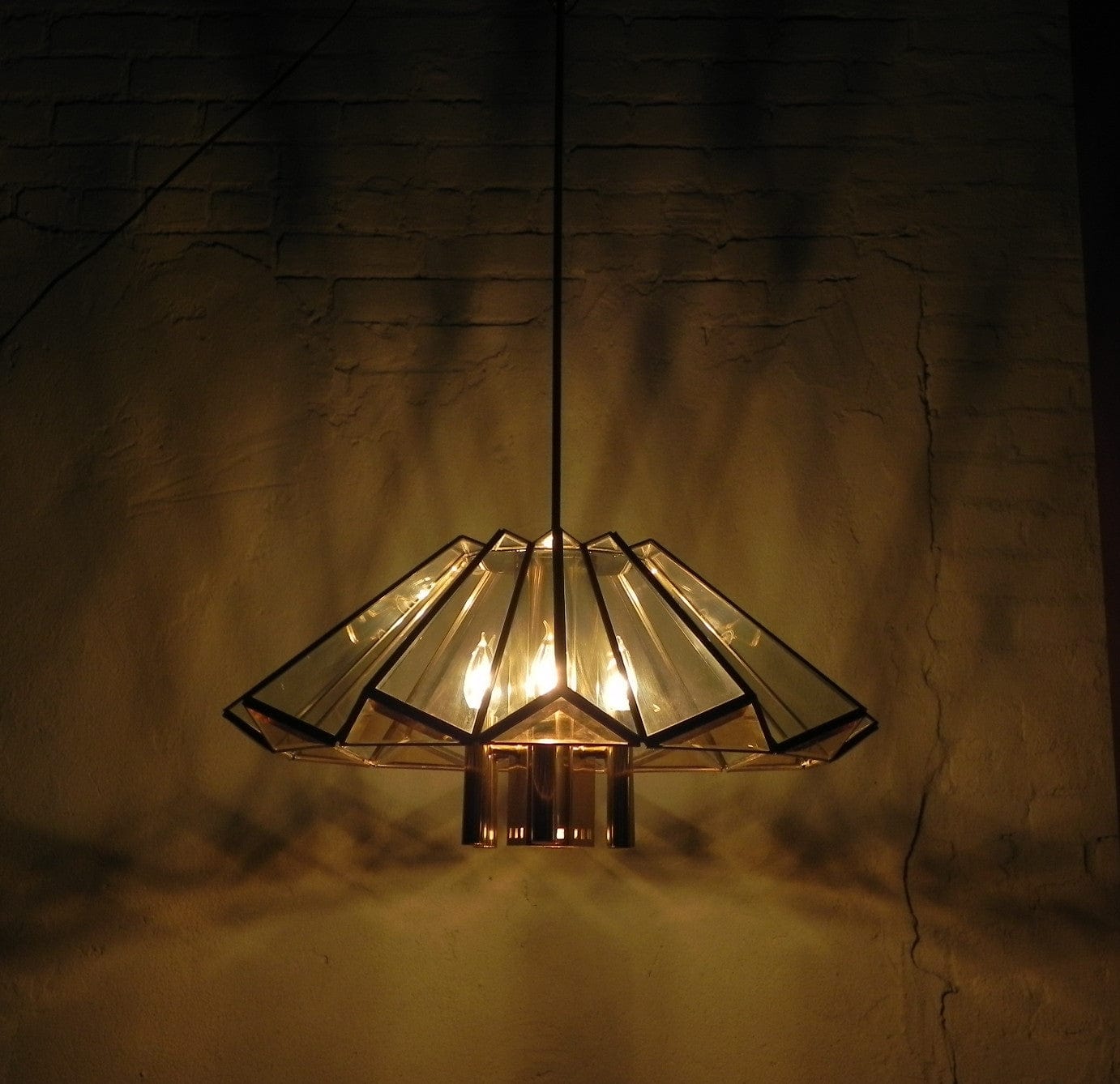 I Like Mike's Mid-Century Modern lighting Frederick Ramond Modern Angled Hanging Chandelier with 7 Bulbs