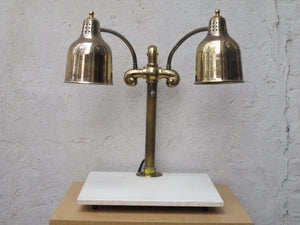 I Like Mike's Mid Century Modern lighting Hanson Brass Meat Carving Station with Double Heat Lamps