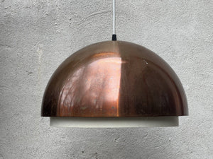 I Like Mike's Mid Century Modern lighting Large Vintage Copper Dome Hanging Pendant Lamp with Original Metal Diffuser