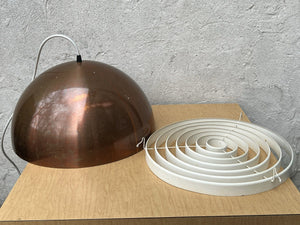 I Like Mike's Mid Century Modern lighting Large Vintage Copper Dome Hanging Pendant Lamp with Original Metal Diffuser