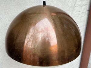 I Like Mike's Mid Century Modern lighting Large Vintage Copper Dome Hanging Pendant Lamp with Original Metal Diffuser