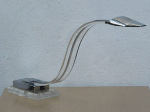 I Like Mike's Mid Century Modern lighting Lucite Neo-Deco Cobra High Low Desk Lamp from the 1980s