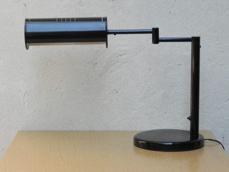 I Like Mike's Mid Century Modern lighting Nessen Modern Swing Arm Desk Lamp in Black, with Cylinder Shroud