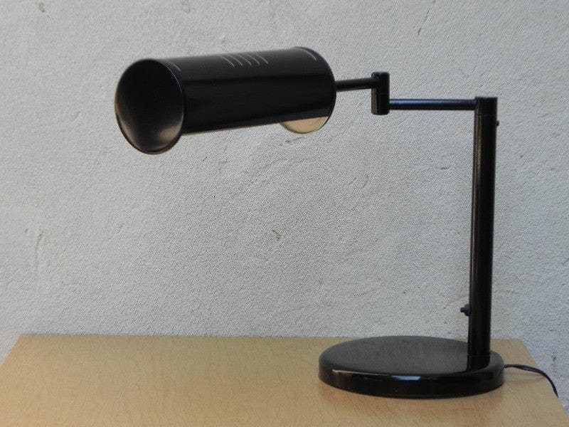 I Like Mike's Mid Century Modern lighting Nessen Modern Swing Arm Desk Lamp in Black, with Cylinder Shroud