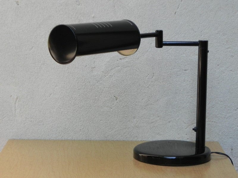 Nessen Modern Swing Arm Desk Lamp in Black, with Shroud - I Like Mikes Mid Century Modern