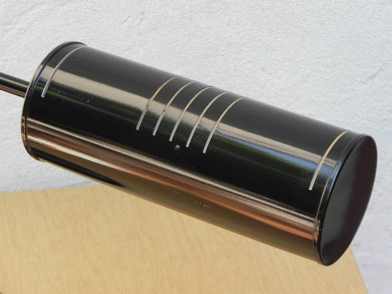I Like Mike's Mid Century Modern lighting Nessen Modern Swing Arm Desk Lamp in Black, with Cylinder Shroud