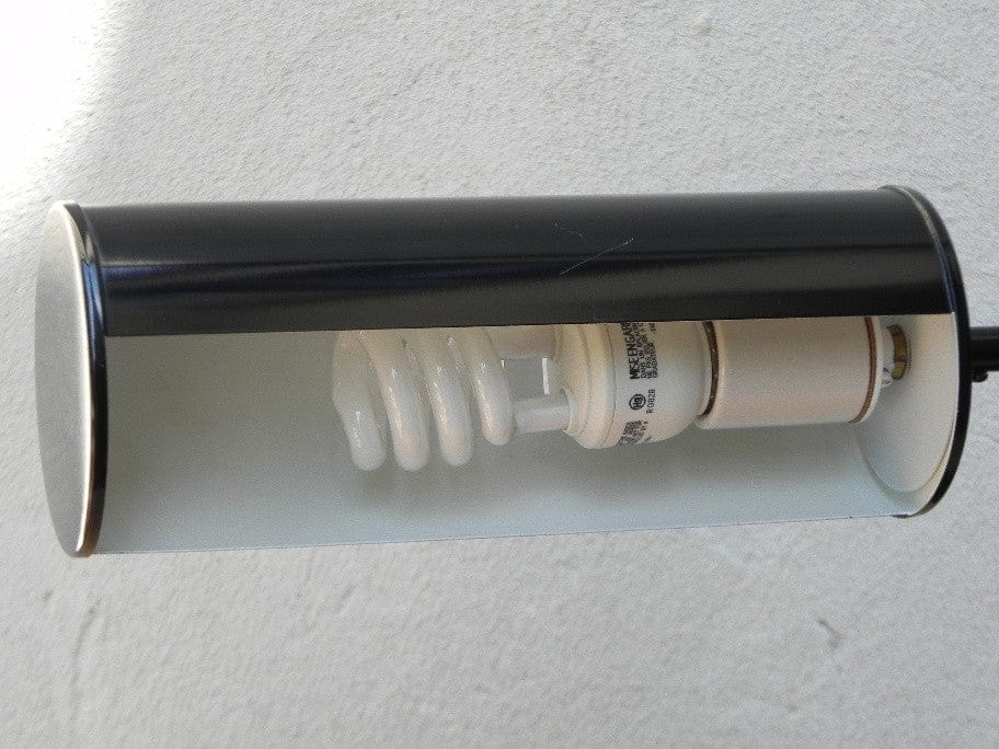 I Like Mike's Mid Century Modern lighting Nessen Modern Swing Arm Desk Lamp in Black, with Cylinder Shroud