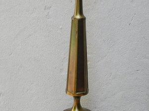I Like Mike's Mid Century Modern lighting Pair Cast Brass Elegant Modern Obelisk Table Lamps, Late 1970s