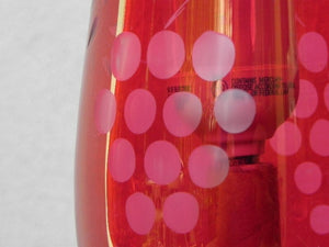 I Like Mike's Mid-Century Modern lighting Pair Cranberry Etched Glass Silver Plated Dresser Lamps