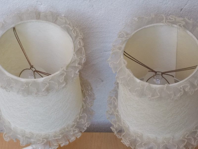 I Like Mike's Mid-Century Modern lighting Pair French Provincial Young Girl With Blue Dress Dresser Lamps