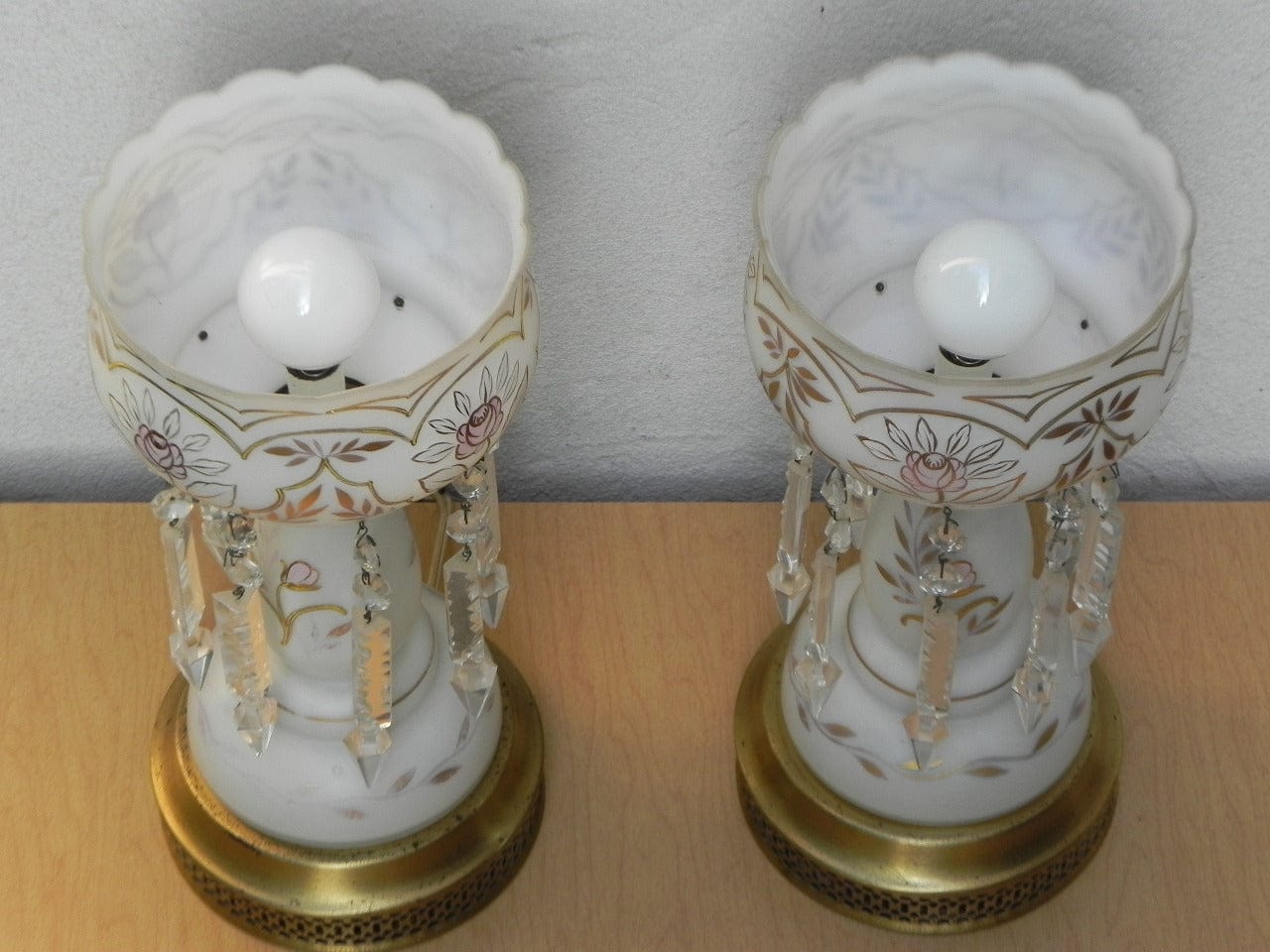 Antique mid century lamp with hanging crystals new arrivals