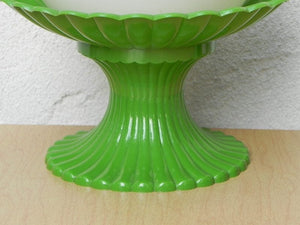 I Like Mike's Mid-Century Modern lighting Pair Green & White Globe Floral Dresser Lamps