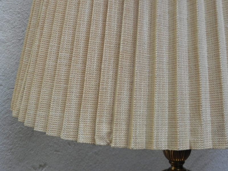 I Like Mike's Mid Century Modern lighting Pair Large Stiffel White Enameled Brass Table Lamps, Original Pleated Shades, 3-way Switches