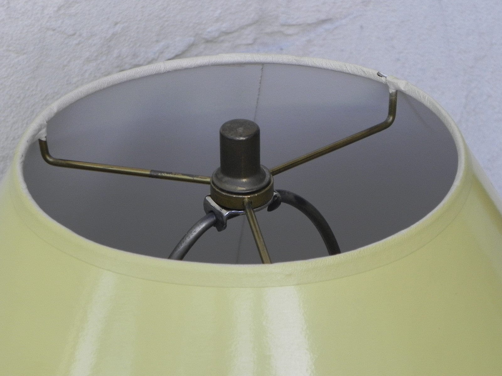 I Like Mike's Mid Century Modern lighting Pair Laurel Brushed Aluminum Floor Lamps with Canary Yellow Cone Shades