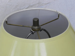 I Like Mike's Mid Century Modern lighting Pair Laurel Brushed Aluminum Floor Lamps with Canary Yellow Cone Shades