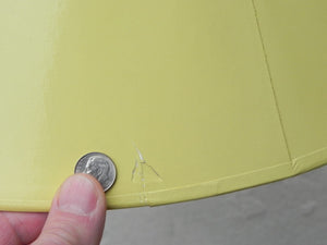 I Like Mike's Mid Century Modern lighting Pair Laurel Brushed Aluminum Floor Lamps with Canary Yellow Cone Shades