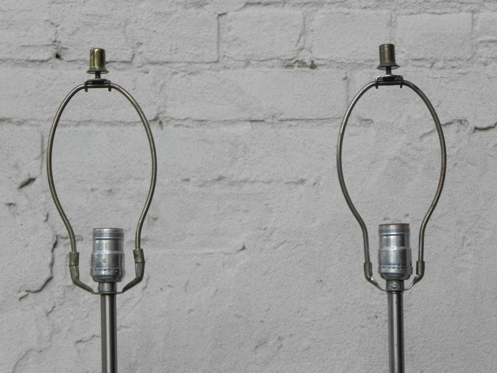 I Like Mike's Mid Century Modern lighting Pair Laurel Brushed Aluminum Floor Lamps with Canary Yellow Cone Shades