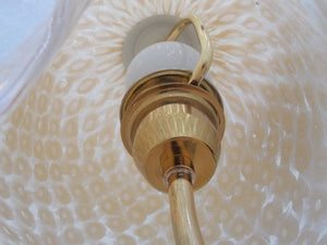 I Like Mike's Mid-Century Modern lighting Pair Murano Hand Made Glass Handerchief Floral Gold White Dresser Lamps