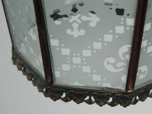 I Like Mike's Mid Century Modern lighting Small Antique Copper Glass Pendant Lamp, Hanging Fixture