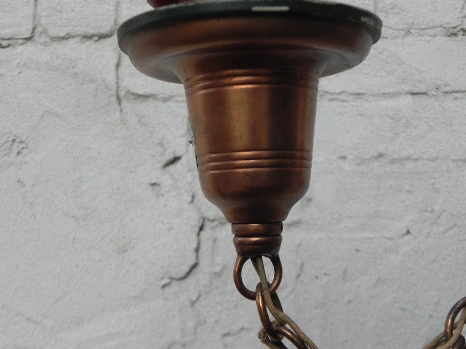 I Like Mike's Mid Century Modern lighting Small Antique Copper Glass Pendant Lamp, Hanging Fixture