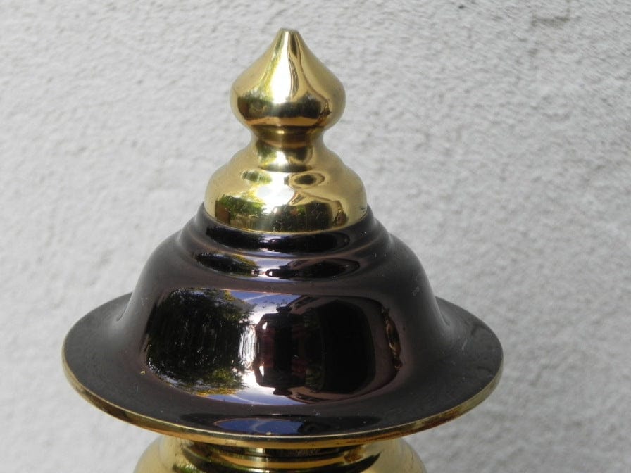 I Like Mike's Mid Century Modern lighting Small Brass & Red Asian Mini Accent Lamps