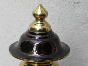 I Like Mike's Mid Century Modern lighting Small Brass & Red Asian Mini Accent Lamps