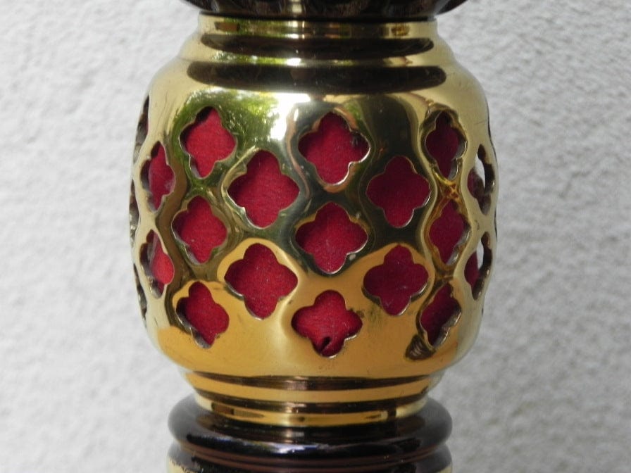 I Like Mike's Mid Century Modern lighting Small Brass & Red Asian Mini Accent Lamps