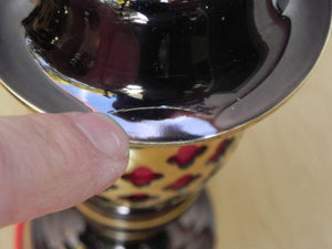 I Like Mike's Mid Century Modern lighting Small Brass & Red Asian Mini Accent Lamps