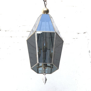 I Like Mike's Mid Century Modern lighting Smoked Glass Soldered Mid Century Pendant Chandelier with 3 LED Flame Bulbs