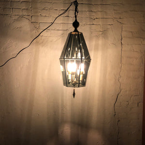 I Like Mike's Mid Century Modern lighting Smoked Glass Soldered Mid Century Pendant Chandelier with 3 LED Flame Bulbs