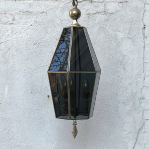 I Like Mike's Mid Century Modern lighting Smoked Glass Soldered Mid Century Pendant Chandelier with 3 LED Flame Bulbs