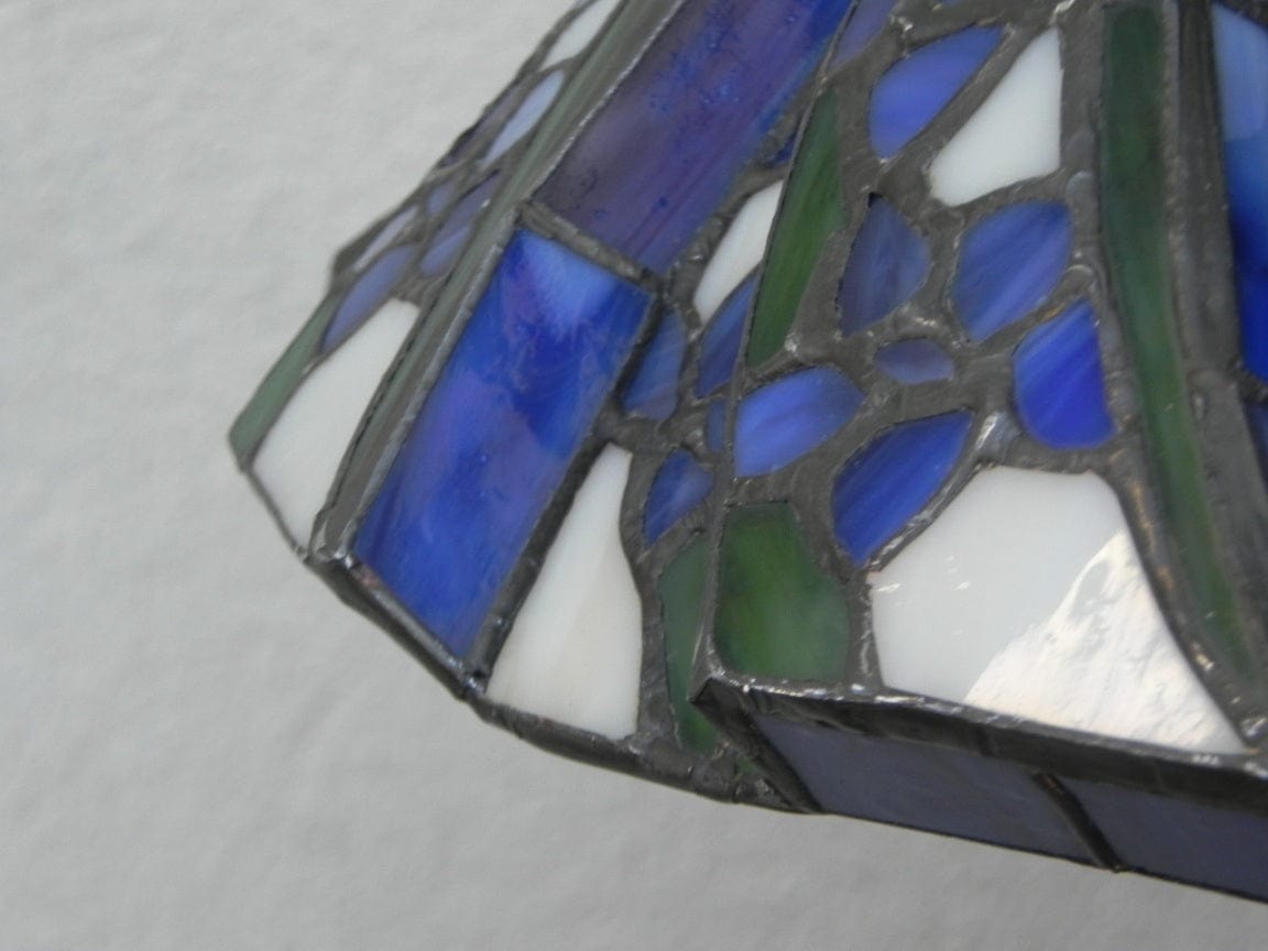 I Like Mike's Mid Century Modern lighting Tiffany Style Stained Glass Small Blue Black White Pendant Lamp