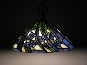 I Like Mike's Mid Century Modern lighting Tiffany Style Stained Glass Small Blue Black White Pendant Lamp