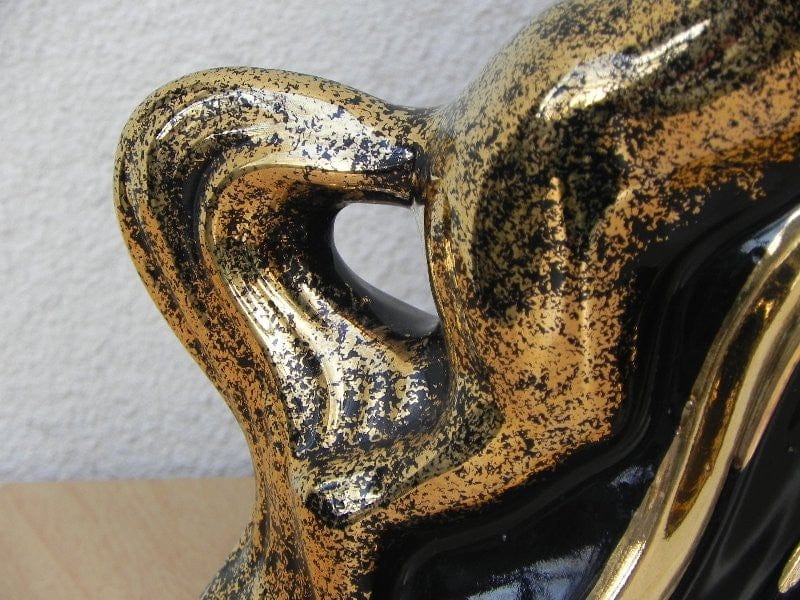 I Like Mike's Mid Century Modern lighting Vintage Gold & Black Ceramic Horse TV Lamp