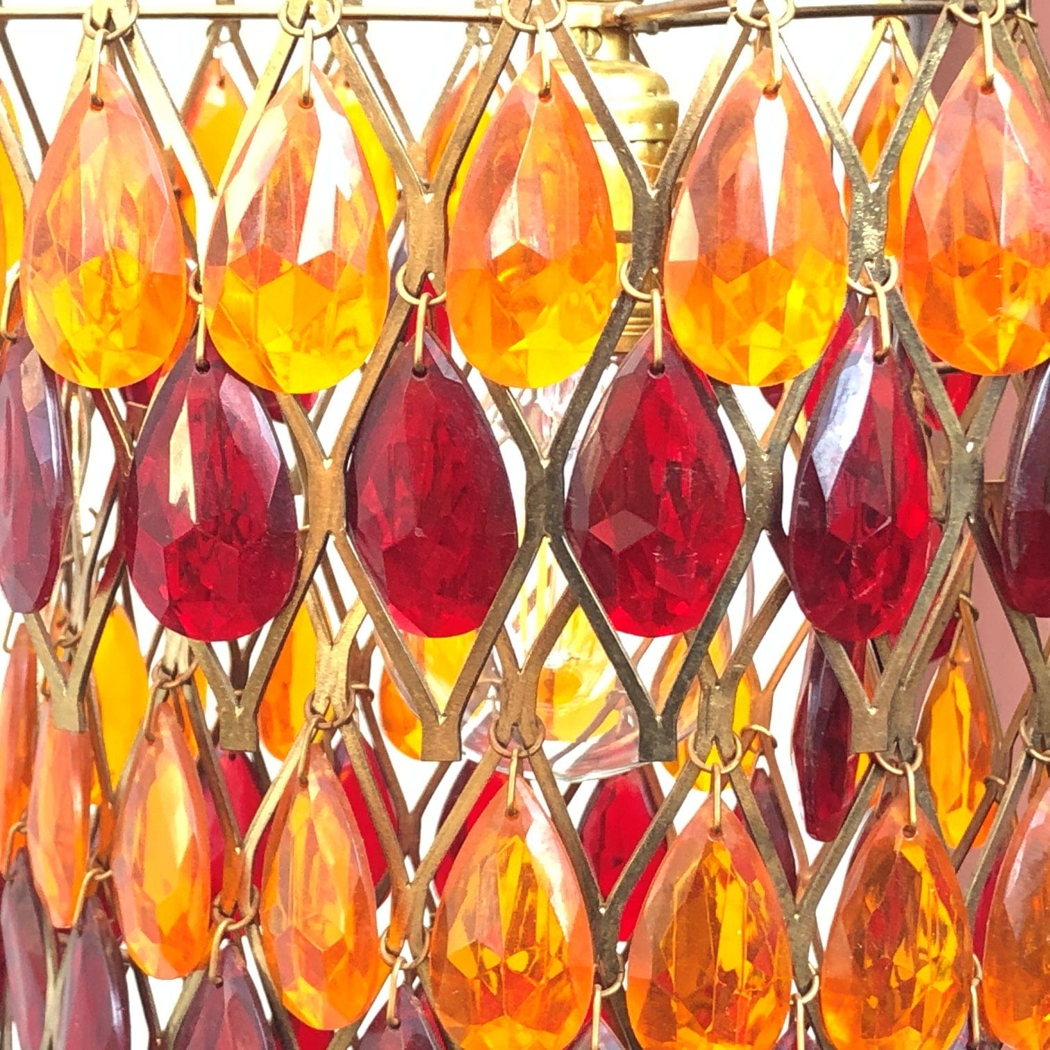 I Like Mike's Mid Century Modern lighting Vintage Mod Orange Red Hanging Chandelier, 1960s Swag Lamp, Two Available