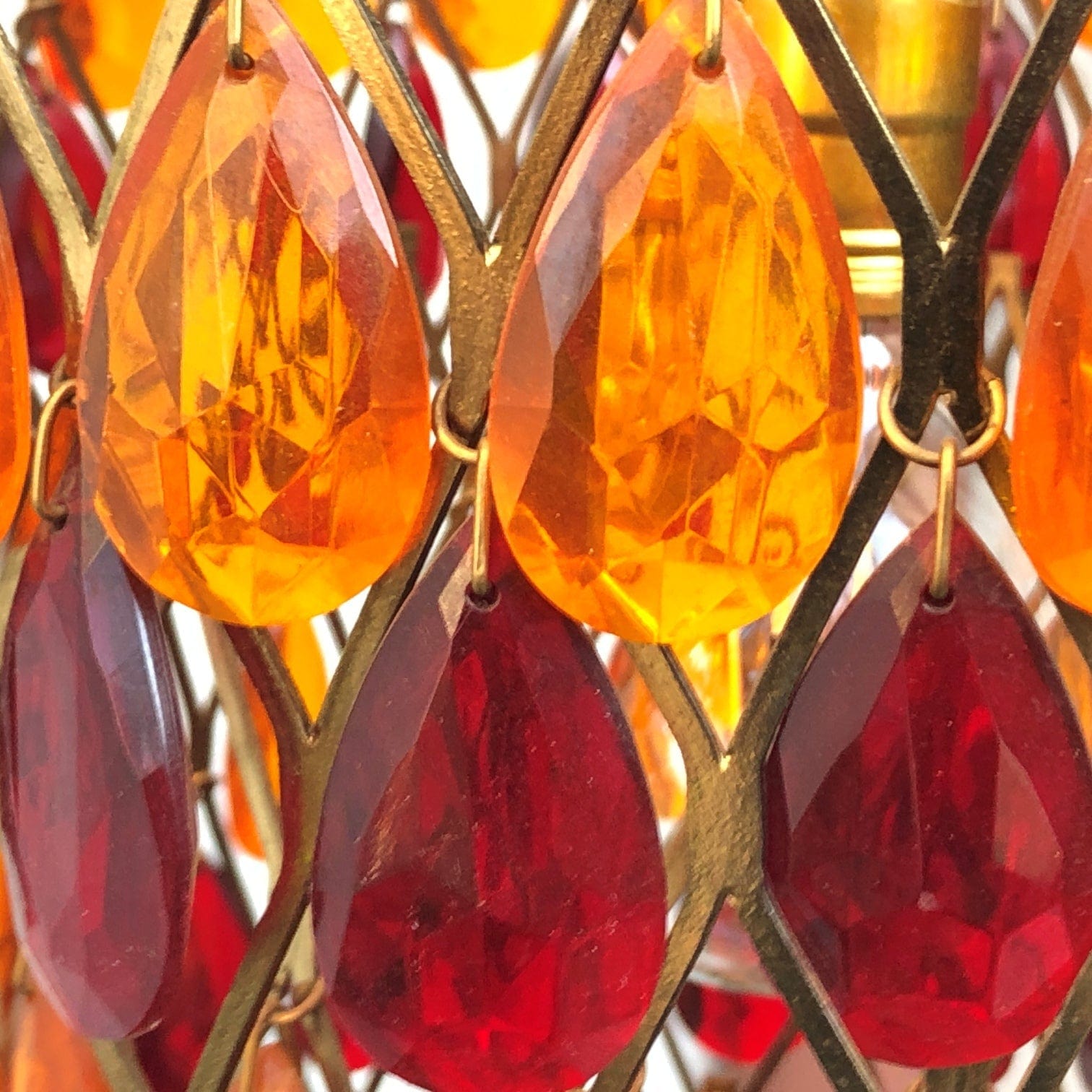 I Like Mike's Mid Century Modern lighting Vintage Mod Orange Red Hanging Chandelier, 1960s Swag Lamp, Two Available