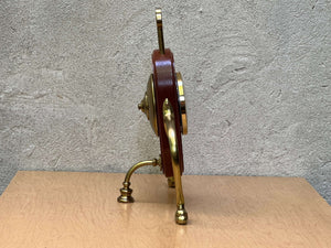 I Like Mike's Mid Century Modern mantel clock Fanciful Wood Brass Mantel Clock Signed 1992