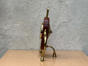 I Like Mike's Mid Century Modern mantel clock Fanciful Wood Brass Mantel Clock Signed 1992