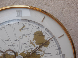 I Like Mike's Mid Century Modern mantel clock Kundo Large Round Brass Mantle World Clock