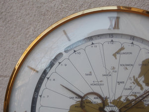 I Like Mike's Mid Century Modern mantel clock Kundo Large Round Brass Mantle World Clock