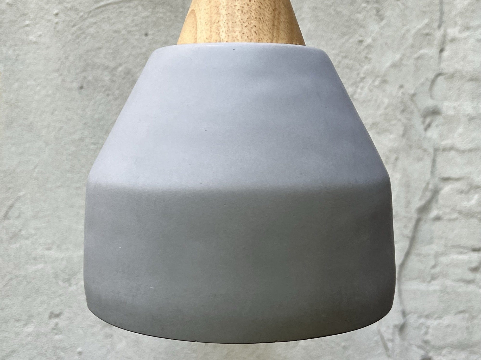 I Like Mike's Mid Century Modern pendant light Domed Concrete and Wood Hanging or Fixture Pendant Lamp - Two Available (New Unused)